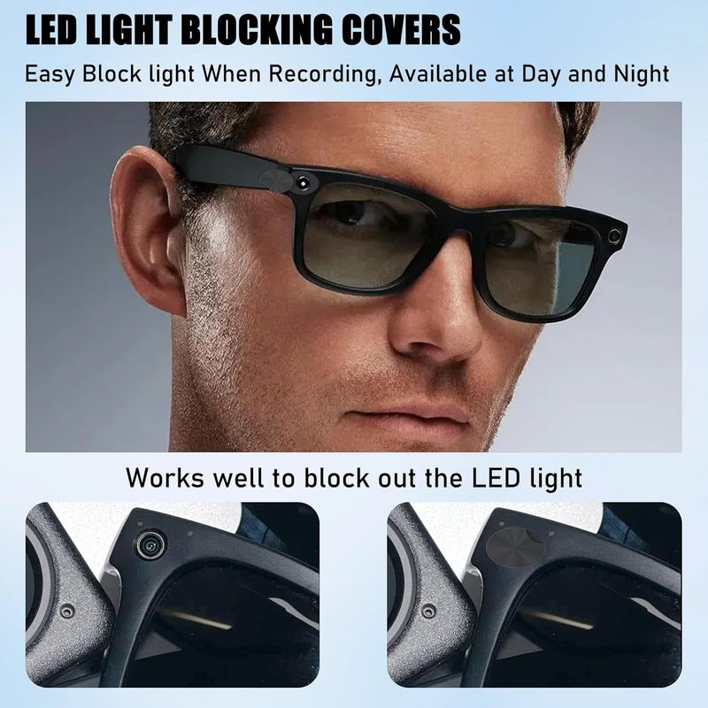 EYSOFT LED Light Blocking Cover Compatible with Ray-Ban Meta Wayfarer/Skyler/Headliner Smart Glasses Accessories,Rotating LED Light Blocker Glasses Accessories-5 Pack-Black - Image 3